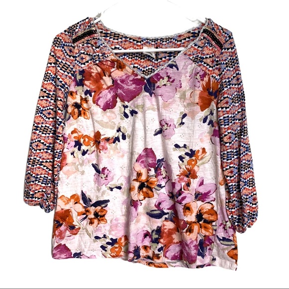 Anthropologie Akemi + Kin Ayana Peasant Floral Top - Picture 2 of 12